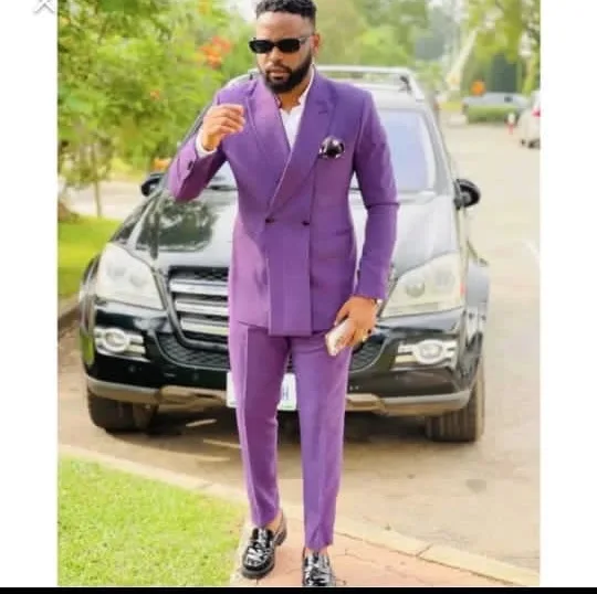 

Custom Fashion Purple Wedding Suits Mens Formal Classic Groom Tailcoat Prom Blazers Tuxedos Double breasted trajes de hombre 턱시도