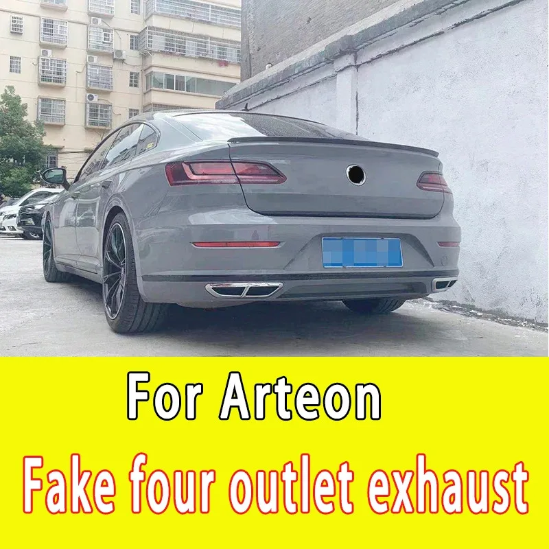

For VW Arteon Four Outlet Exhaust 2018 2019 2020 2021 2022 2023 Shooting Brake Rear Bumper Chrome Black Decoration