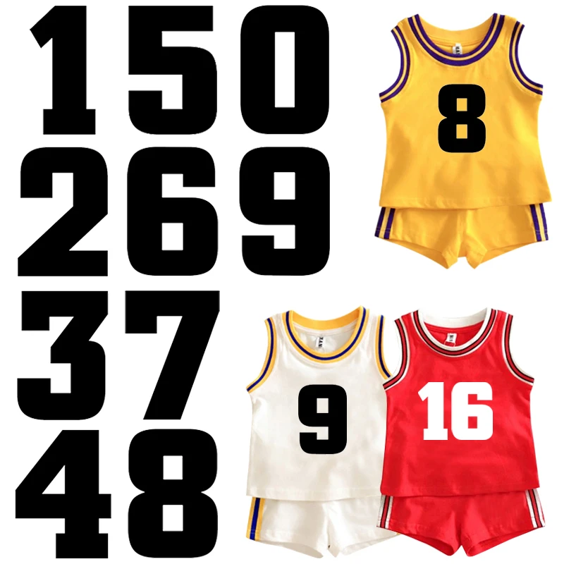 

8CM Arabic Number Heat Transfers Thermal Stickers For Clothes Iron On Heat Transfers DIY Accessories Washable Applique Patches