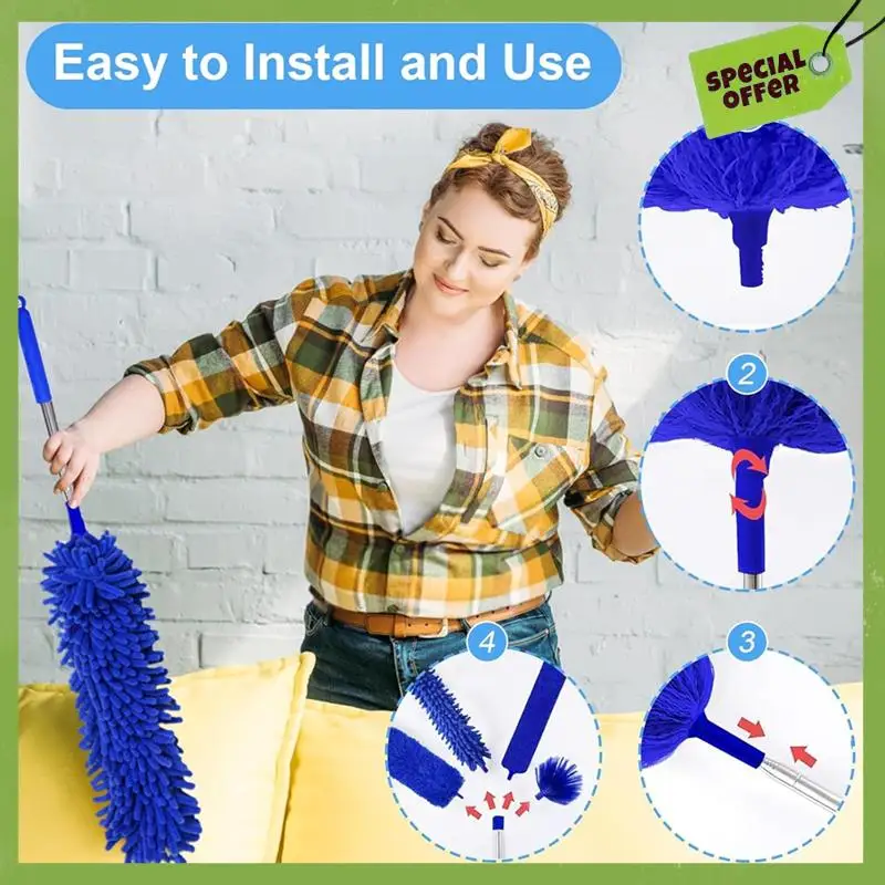 5-In-1 Kit Dusters Forcleaning Extendable Duster With100 Inches Forcleaning Ceiling Fans A