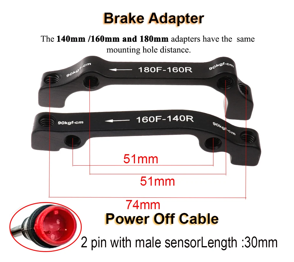 NUTT Power Off Brake Hydraulic Disc Brake With 2 Pin Male Sensor Left Right Side Install 140 160mm Rotor For E-Bike Scooter