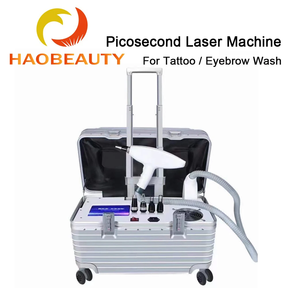 HaoBeauty YAGlaser Portátil Picosegundo Laser Removedor de Sardas Tatuagem com Detecção de Luz Máquina de Lavar Sobrancelha Não Invasiva