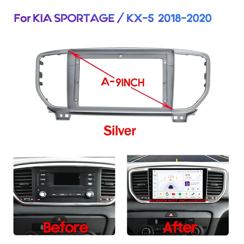 9inch Car Frame Fascia Adapter Canbus Box Decoder Android Radio Audio Dash Fitting Panel Kit For KIA SPORTAGE / KX-5  2015-2020