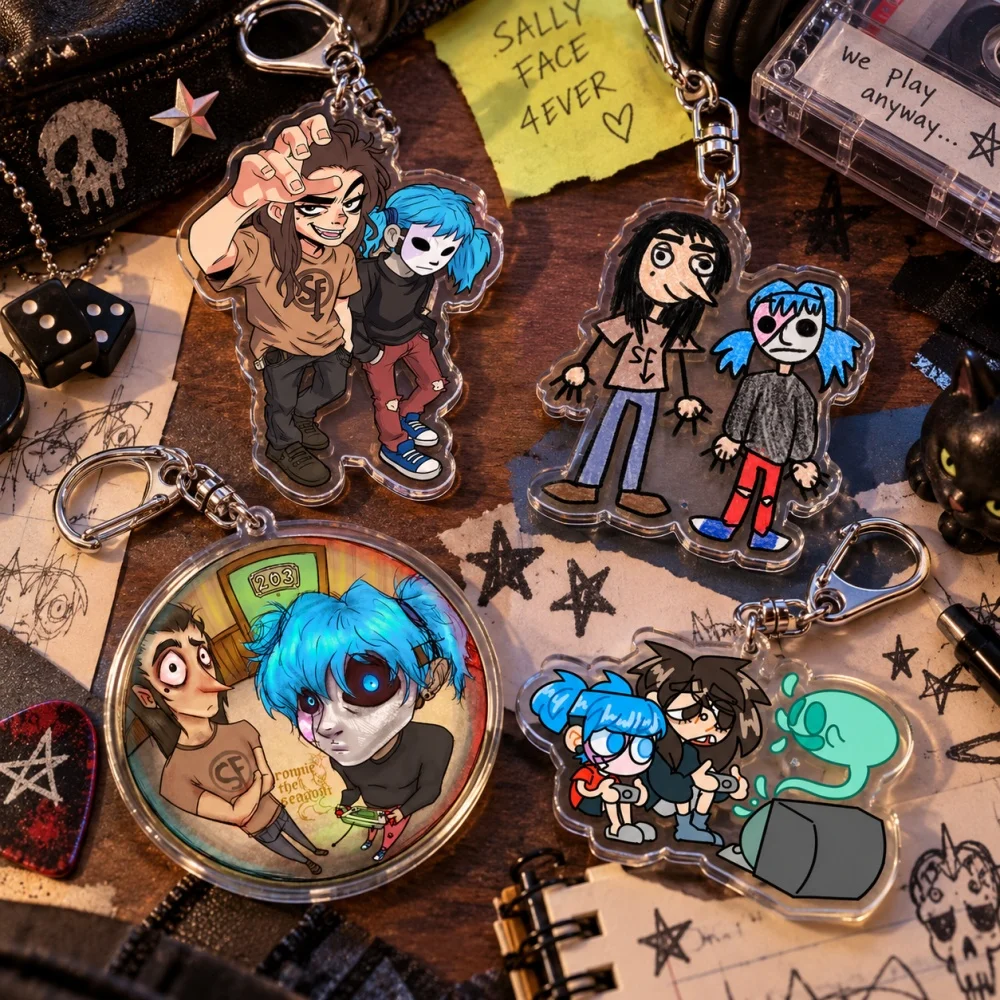 Cool Sally Face Chibi Acrylic KeychainBag Charm Backpack Pendant Collectible Gift for Fans