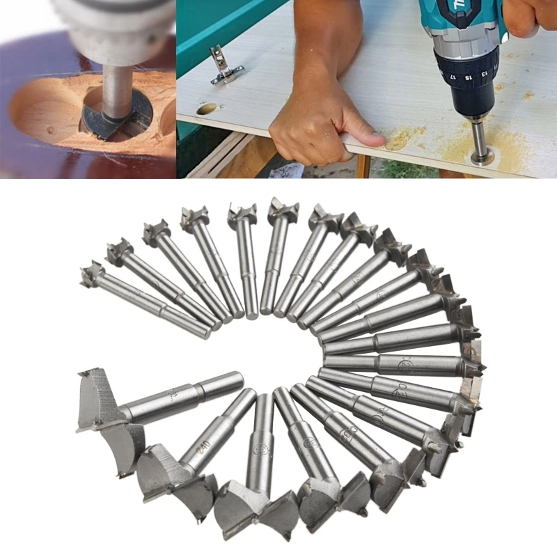 20 pz/set 14-50mm Forstner Punte da Trapano Lavorazione Del Legno Autocentrante Foro Seghe Carburo di Legno Strumenti di Taglio