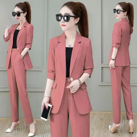 

Slimming Casual Women's Professional Suit Three-Piece Set Fashionable Outerwear Long Sleeve Long Pants Polyester Fiber