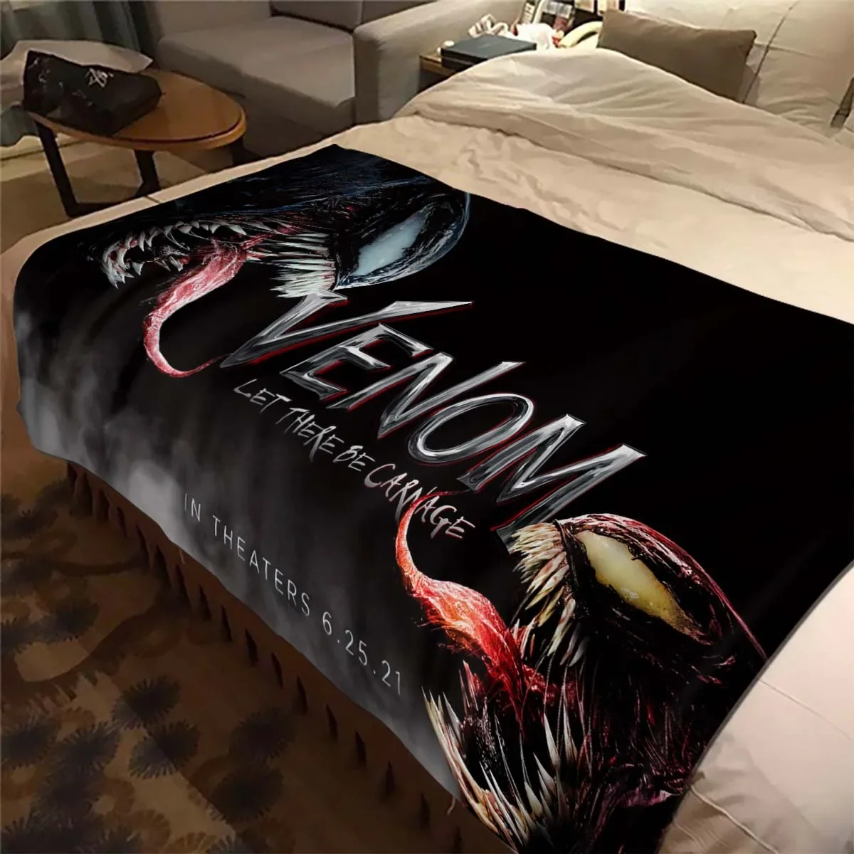 Marvel Blankets Venom 3D Printing Bedroom Living Room Comfortable and Soft Picnic Blanket Gift To Marvel Fans