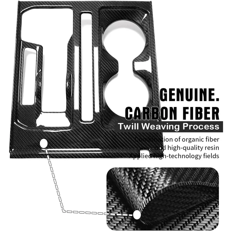 

Center Console Accessory Set-Gear Shift Cup Holder Panel Cover Trim In Carbon Fiber For Ford F150 Raptor 2021-2024