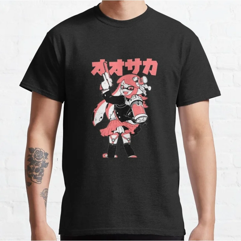Splat pink Cartoon Video game Splatoon Gift T-Shirt for gamer 100% Cotton y2k clothing Short-Sleeve Tee All Size Tops