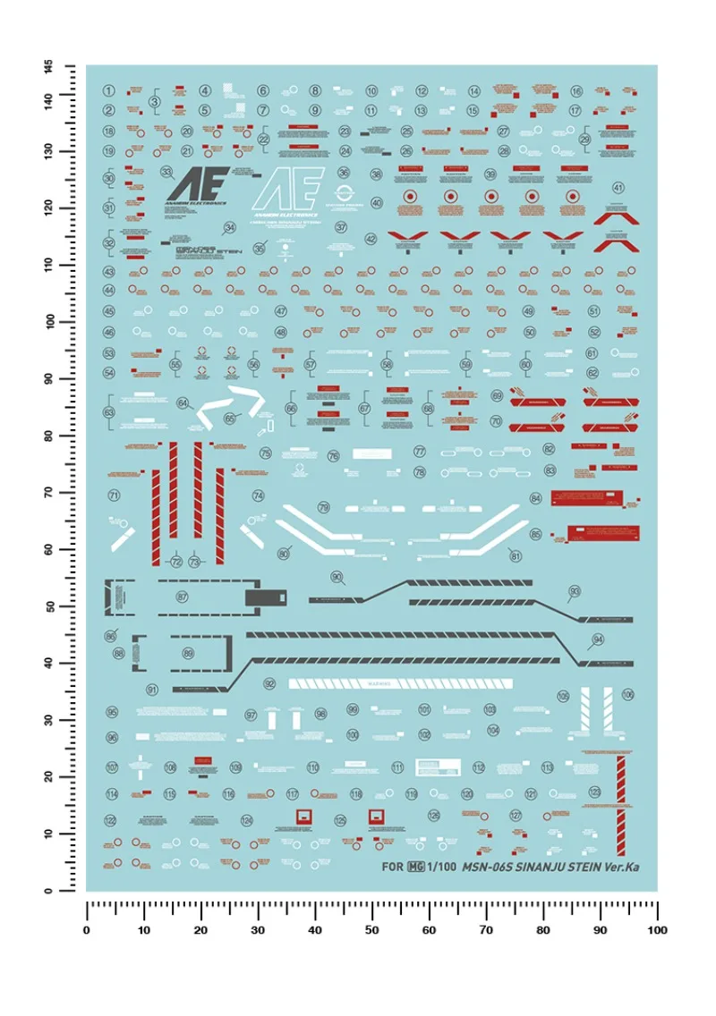 Artisan's Club Decal MG164 for MG 1/100 MSN‑06S SINANJU STEIN Ver.Ka High Precision Water Sticker Hobby DIY Model Accessories