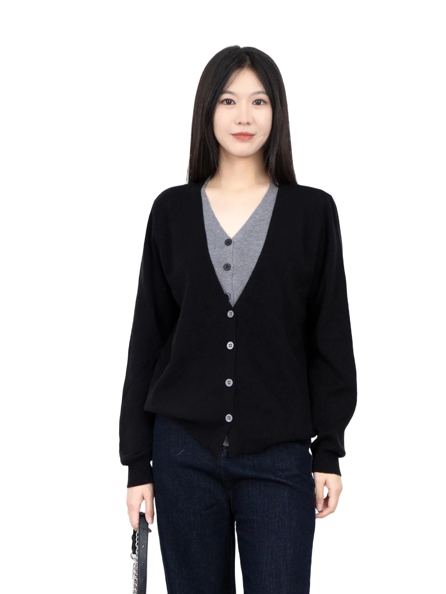 

plus Size Women's Knitted Top Color Blo Fake Two-Piece Loose Fit Long Sve Soft Polyester Casual Wear Autumn Faion