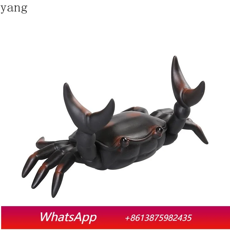 

CX purple pottery crab tea pet ornament light luxury high-end tea play