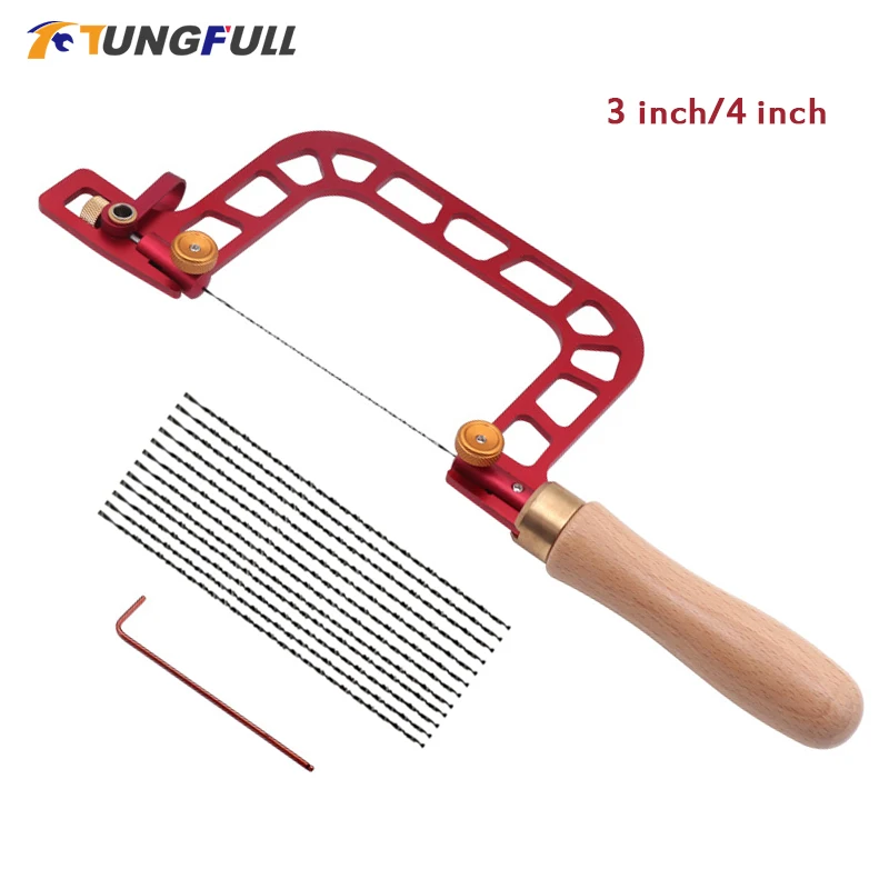 Coping Saw Woodworking Wire Saw Aluminum Alloy Frame Curve Saw with Diamond Wire for Ceramic Glass Wood Metal Accurate Cutting