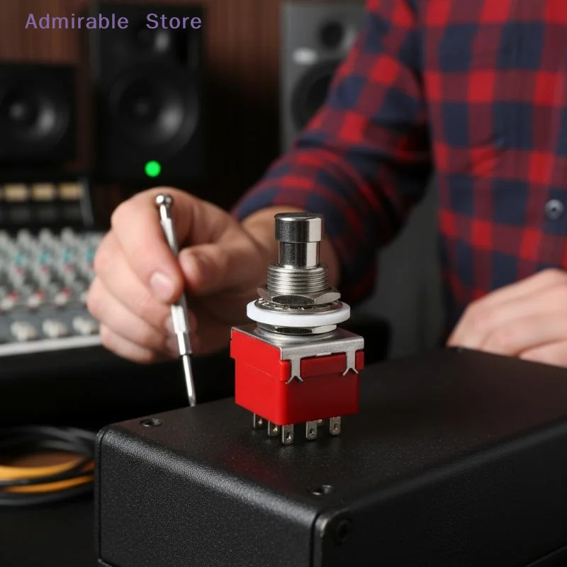 [W]1/3Pcs Button Direct Conversion Switch 9 Pin 3PDT Latching Guitar Switch Guitar Effects Pedal Box Stomp Foot True Bypass