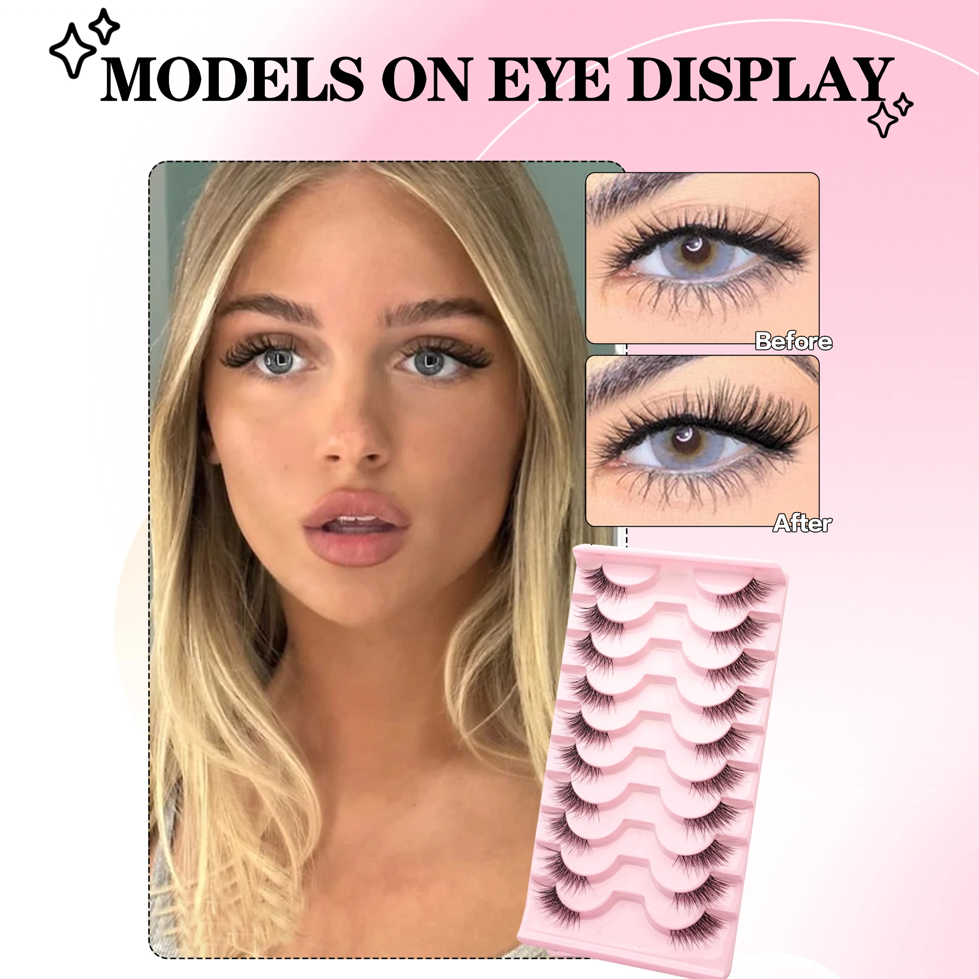 10 paires de cils Hlaf vaporeux 3D faits à la main, Extensions de cils en Faux vison, bande complète, extrémité ailée, cils allongés