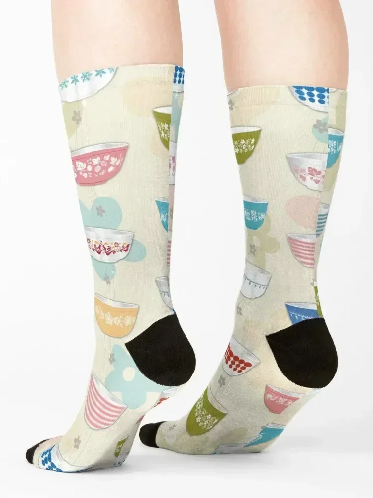 Vintage Pyrex Bowls Collection Socks kawaii basketball christmas gifts Stockings Girl'S Socks Men's