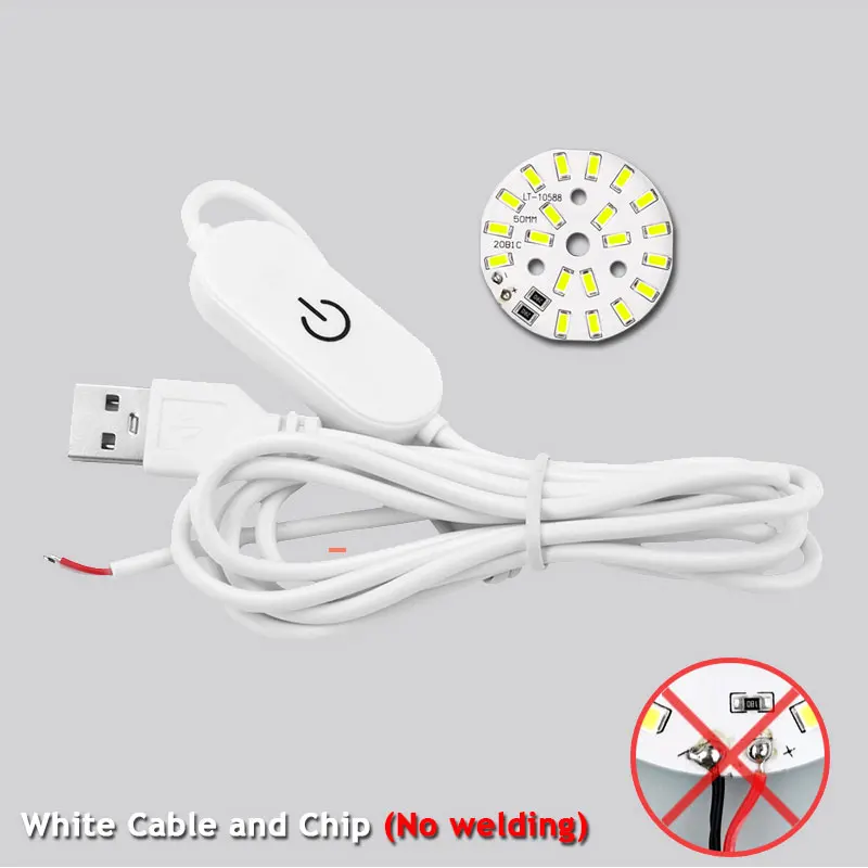 DC 5V USB 1.5m Cable Length LED Lights DIY 3W 10W 7W Desk Book Lamp with Touch Switch Dimmable Bedroom Reading Night Light