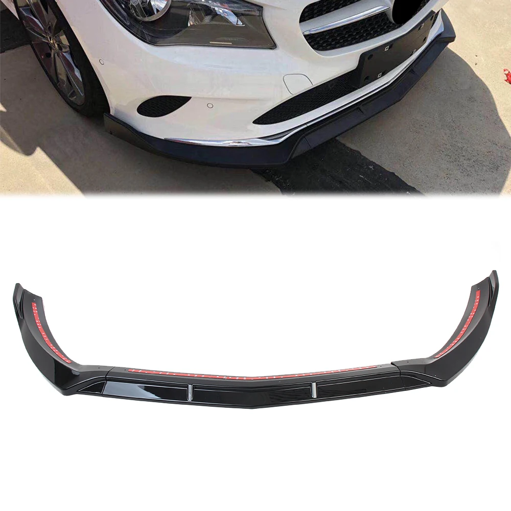 

Car Front Bumper Spoiler Lip Splitter Trim For Mercedes-Benz W117 CLA200 CLA250 CLA180 2017 2018 2019 Gloss Black ABS Plastic