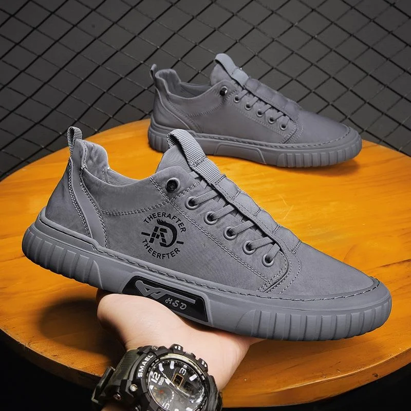 

Men's Spring New Breathable Casual Sports Shoes Trendy Canvas Shoes Low Cut Rubber Sole Elastic Closure Pure Color