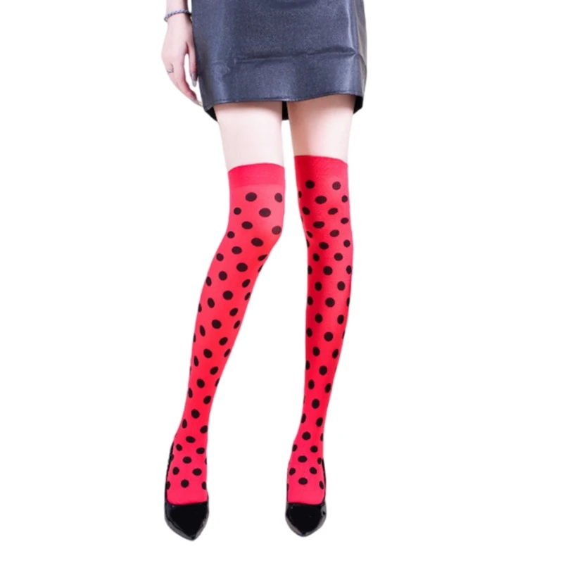 

Dot Clown Pattern Over Knee Socks For Festival Party Costume Elastic Fit Comfortable Polyester Long Socks Women 6XDA