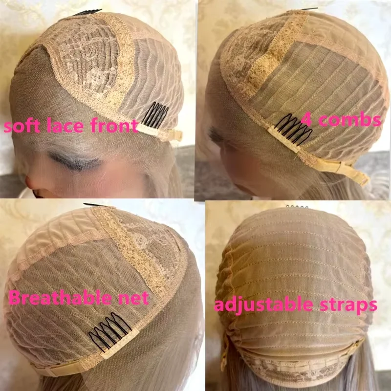 Ombre Honey Blonde Body Wave Synthetic Lace Front Wig Glueless Natural Hairline Lace Wig Cosplay Ready to Wear High Quality 24''