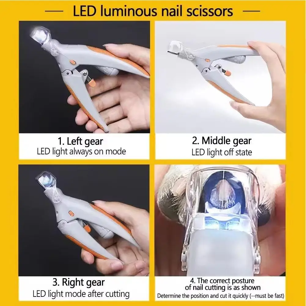 Pet Nail Clippers With Led Luminous Light Professional Pet Claw Grooming Scissors For Dogs Cats Small Animals Paw Nail Trim I6w8