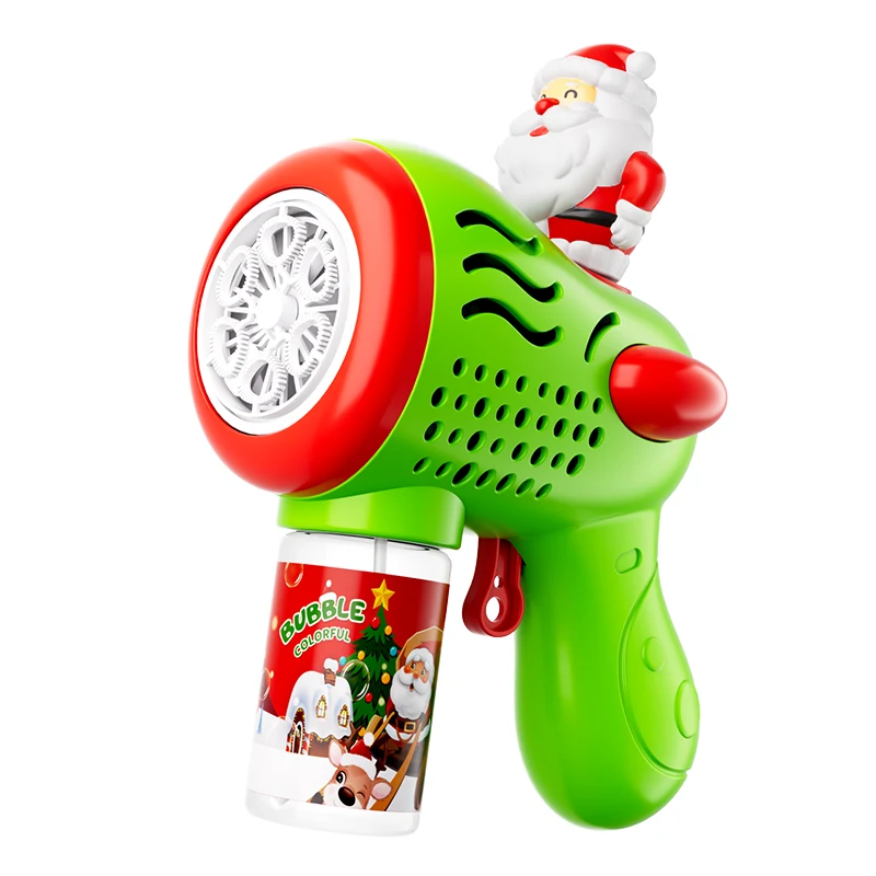 Pistola per bolle automatica in stile natalizio, macchina per bolle portatile, produzione continua delle bolle, adatta per festival all'aperto