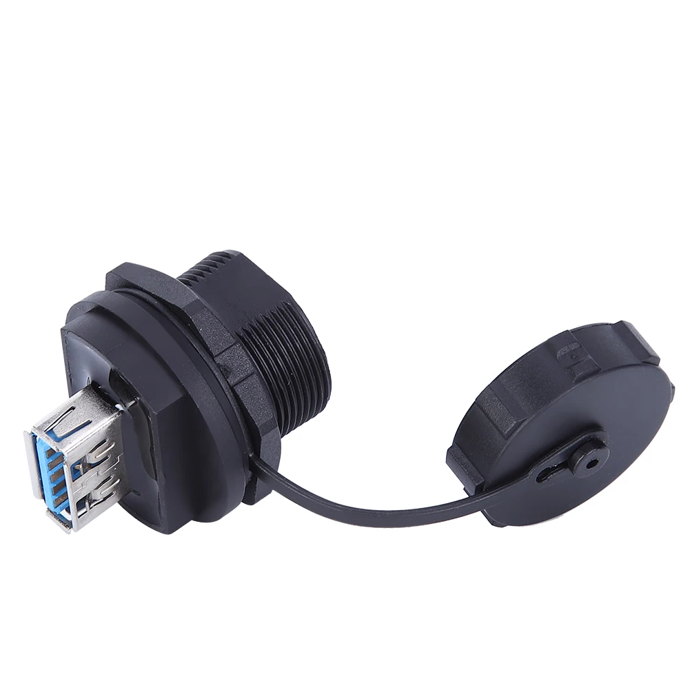 Wired Waterproof Connector Waterproof USB Connector Copper Contact PA66 Insulator USB3.0 Double Female + Dustproof Cover - view 3