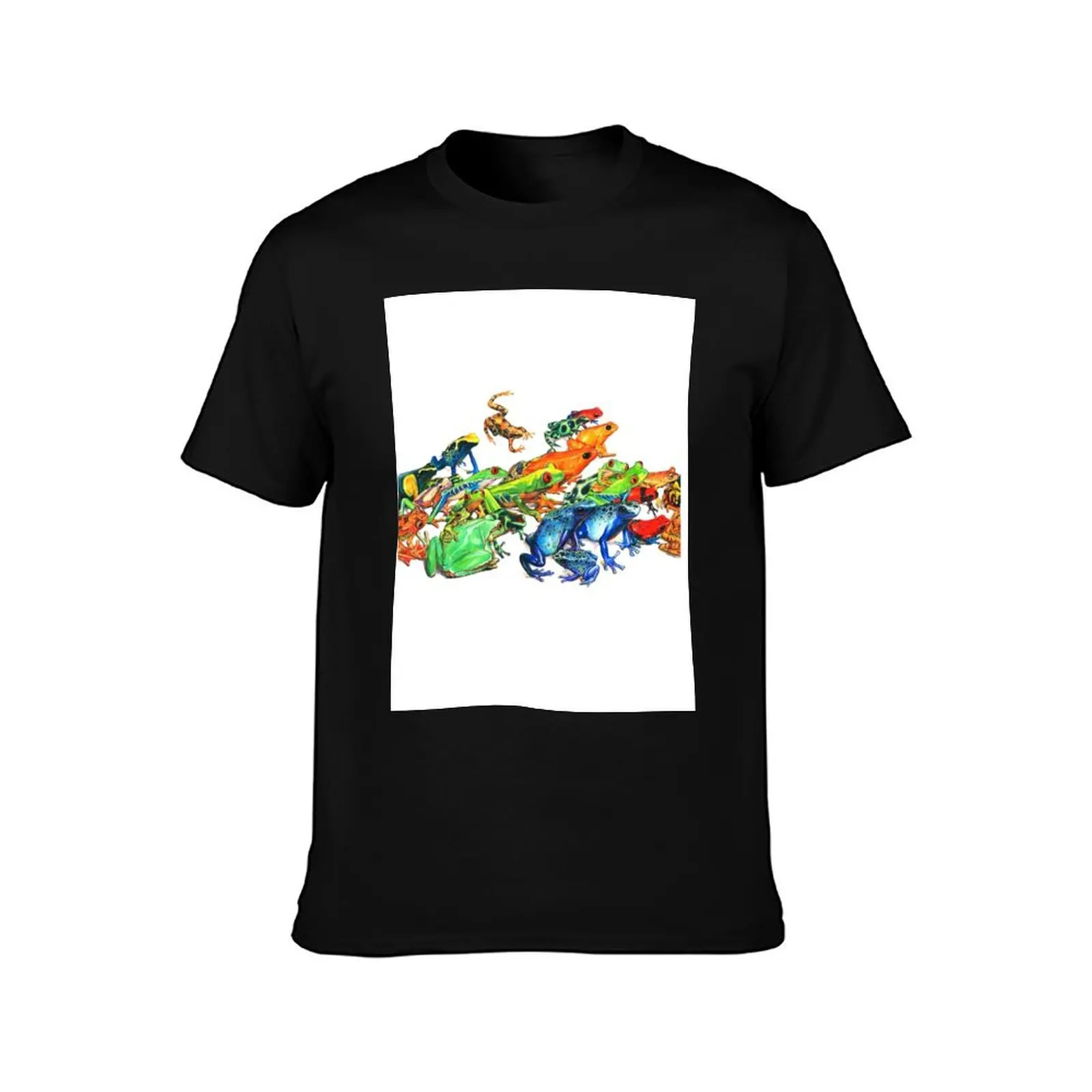 Tropical Frog Collage T-Shirt Soft Anti-Shrink Cotton Tee T-Shirt