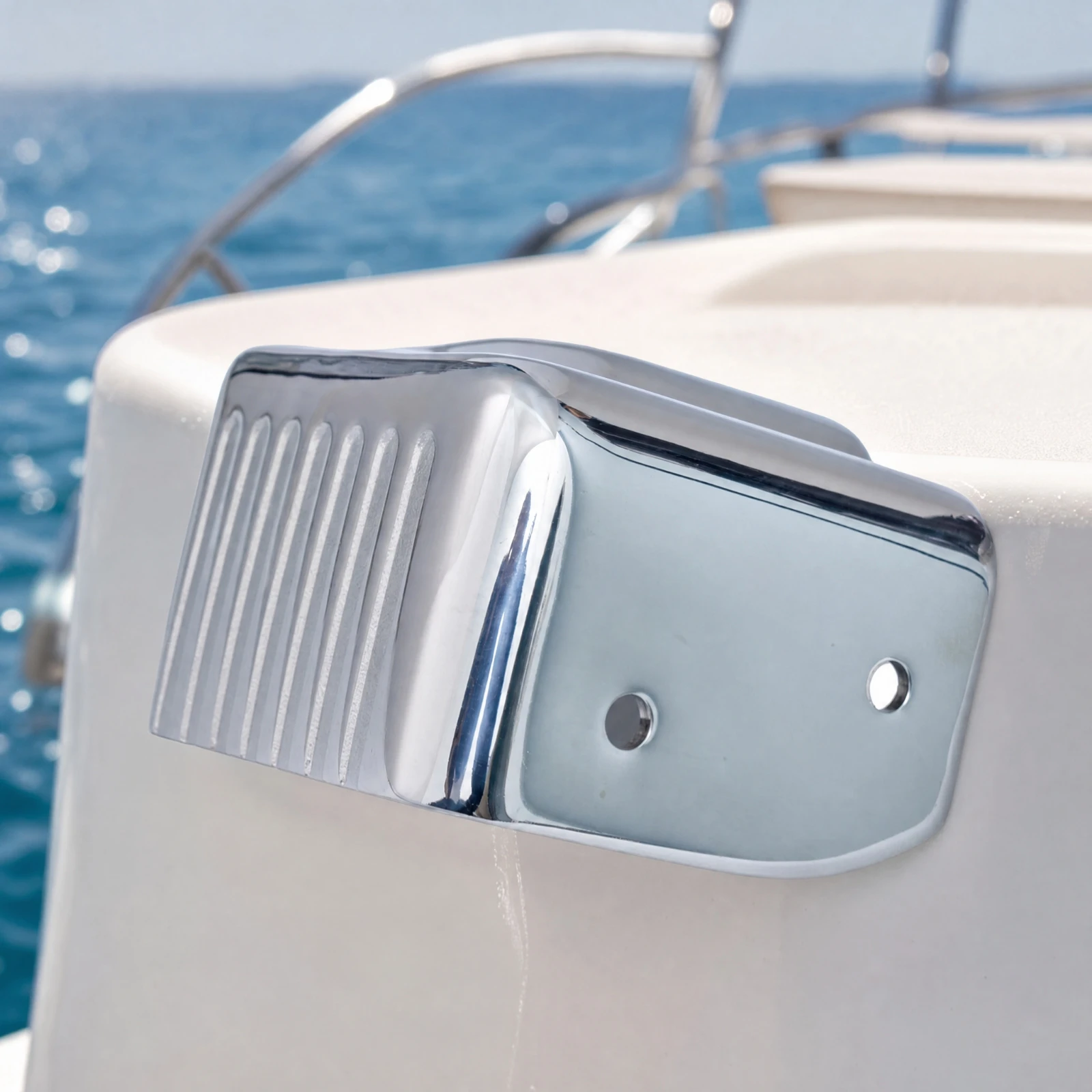 Polished Stainless Steel Corner Guard with Raised Ribs for Boat Marine 316 Grade Low Profile Yacht Protector