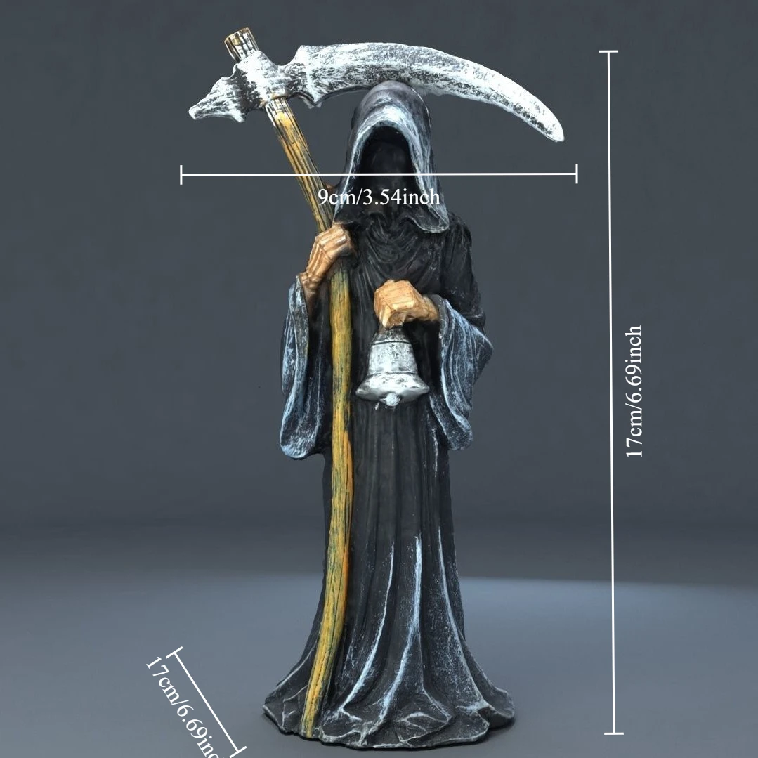 Holy Death Statue Grim Reaper Holding Scythe Statue  Standing Religious Decorative Figurine Halloween Altar