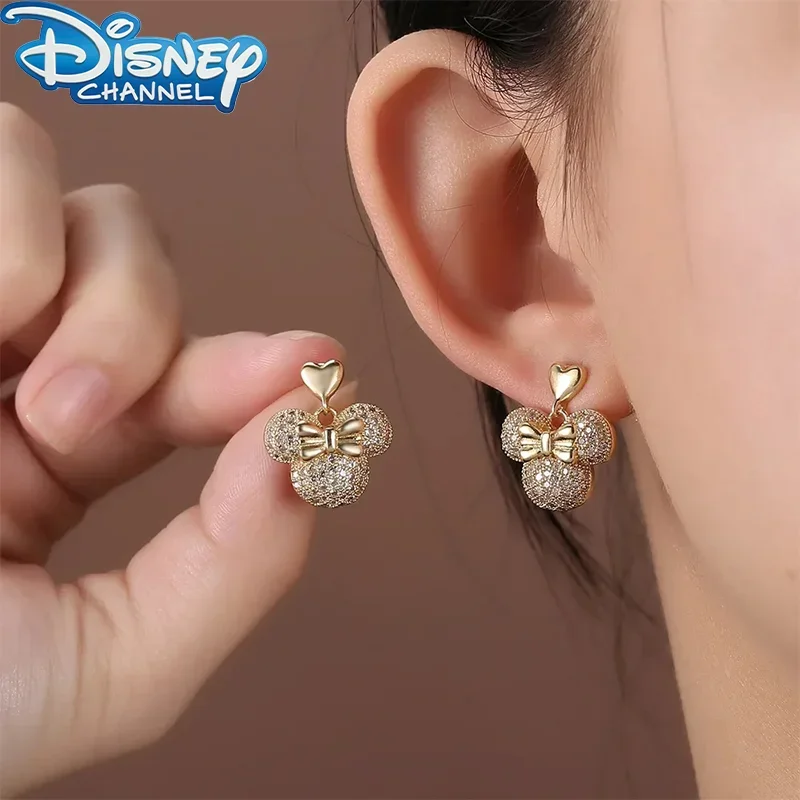 

Disney Mickey Mouse Minnie Earrings Fashion High-end Kawaii Cartoon Earrings Elegant Style Ear Accessories Girls Children Gifts