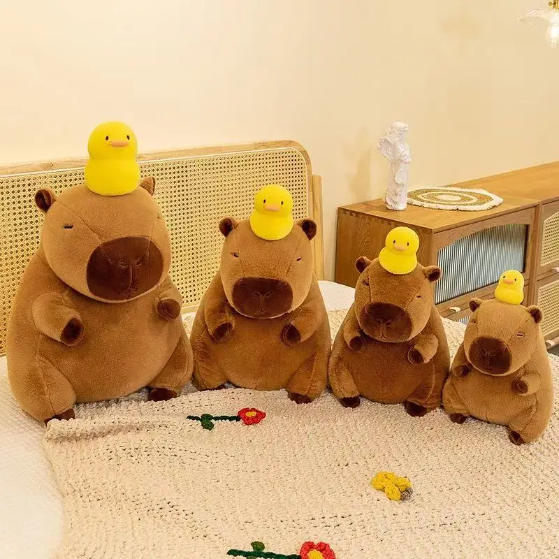 Hot Kawaii Fluffy Capybara Plush Doll Pillow Capybara with Tortoise Stuffed Toy Animals Kids Juguetes Birthday Gift Home Decor