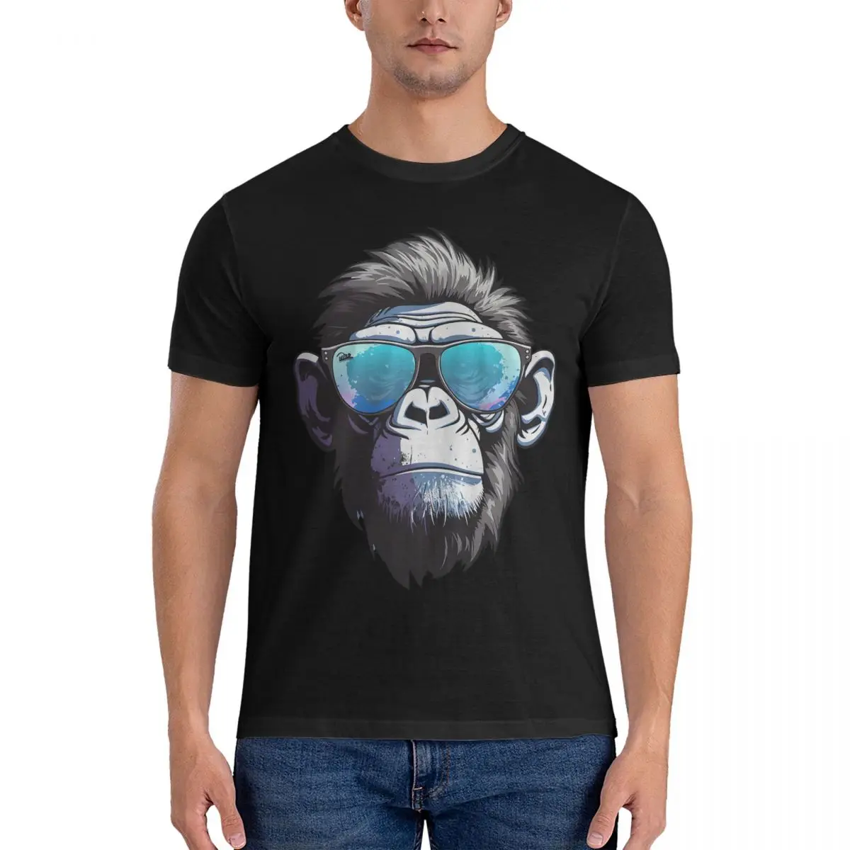 Men Gorilla With Sunglasses T Shirts Monkey Gorilla Cotton Tops Leisure Short Sleeve O Neck Tee Shirt Graphic Printed T-Shirt