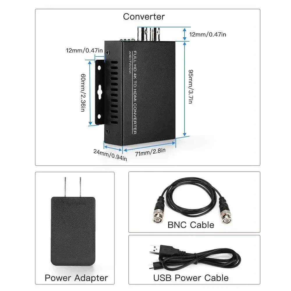 محول PEGATAH TVI إلى HDMI بدقة 8 ميجابكسل/4K، متوافق مع HD-CVI/AHD/CVBS لـ CCTV DVR للمراقبة