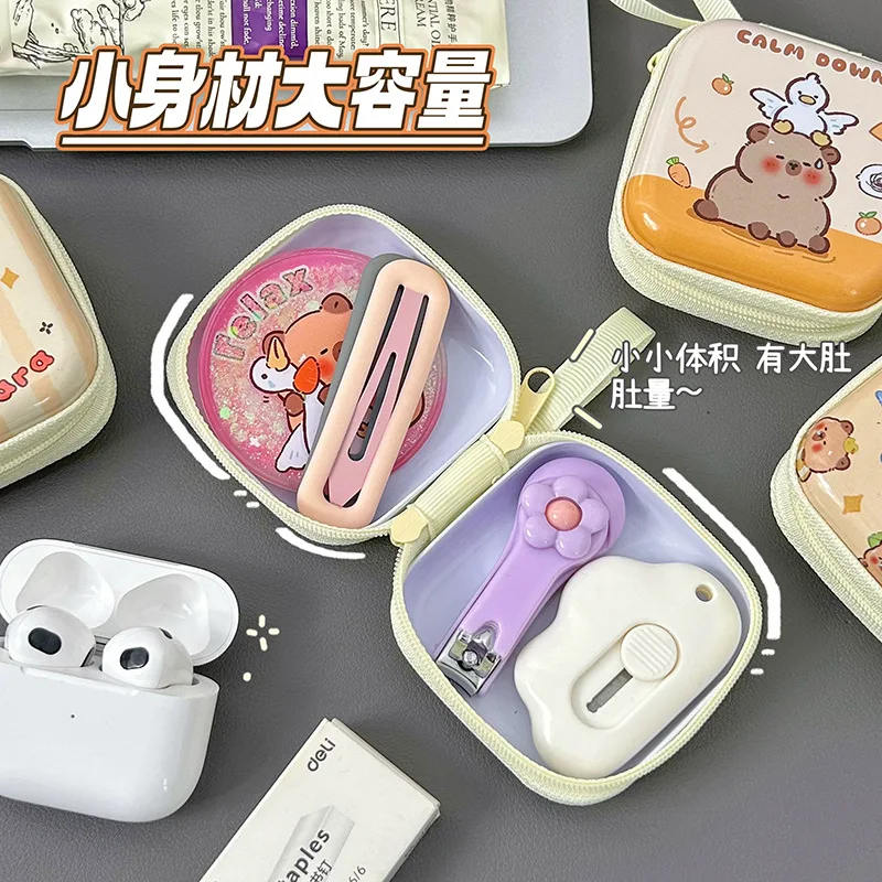DIY tinplate change bag kapibara mini change bag portable earphone bag cute capybara coin key bag