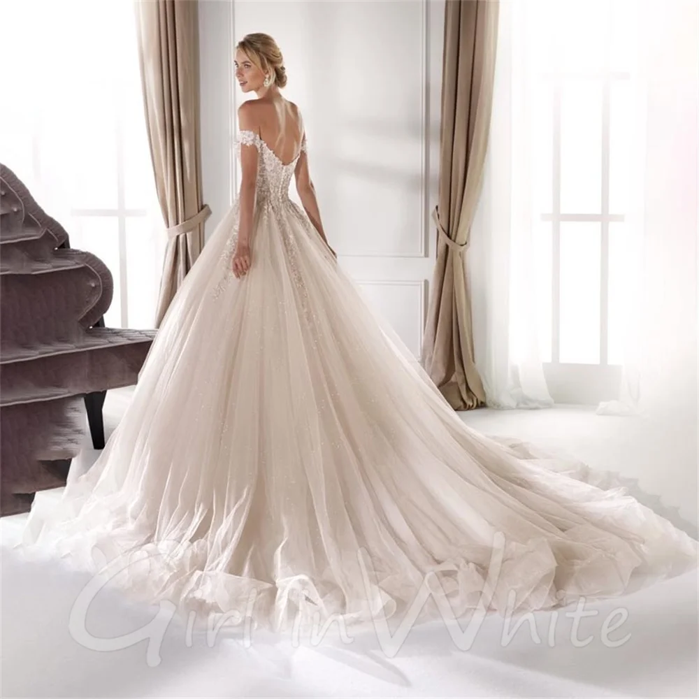 Exquisite Wedding Dresses A-Line Princess Bridal Gowns Lace Applique Robes Off The Shoulder Floor Length Vestidos De Novia