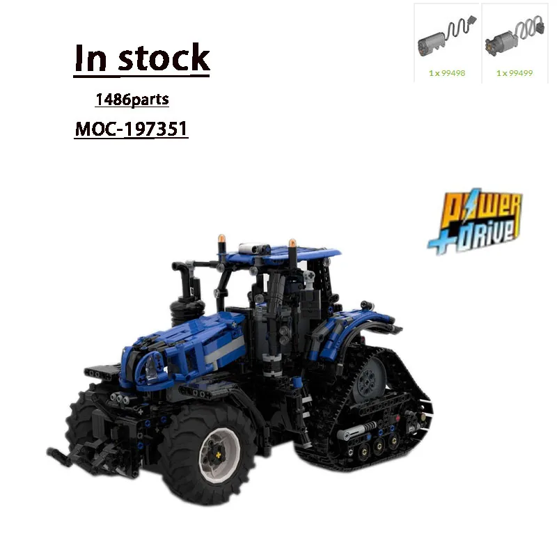 MOC-197351Blue New T8 Half Track Agricultural Tractor Building Block Model1486parts Boys Kids Birthday Building Blocks Toy Gifts