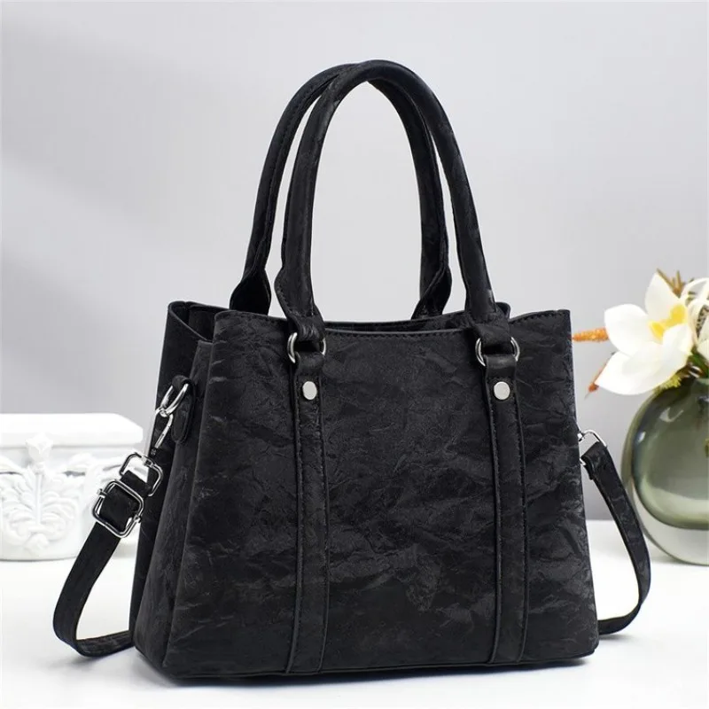 

Stylish Leather Tote Bag For Women Luxury Designer Crossbody Handbag Elegant Minimalist Vintage Diaper Bag Large Capacity Casual