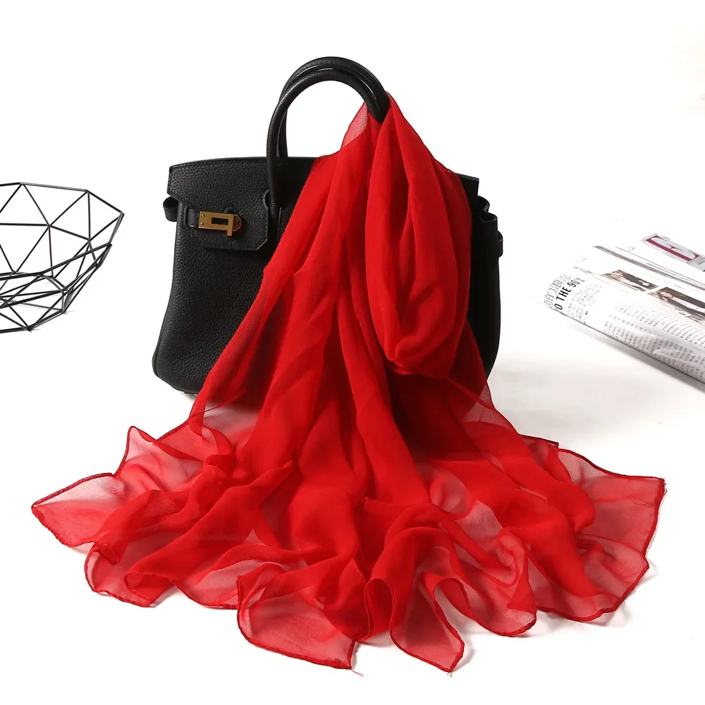 

New Summer Solid Color Dance Scarves Sunscreen Good Draping Feeling Women's Qiao Qi Long Wholesale Red Dance Performance