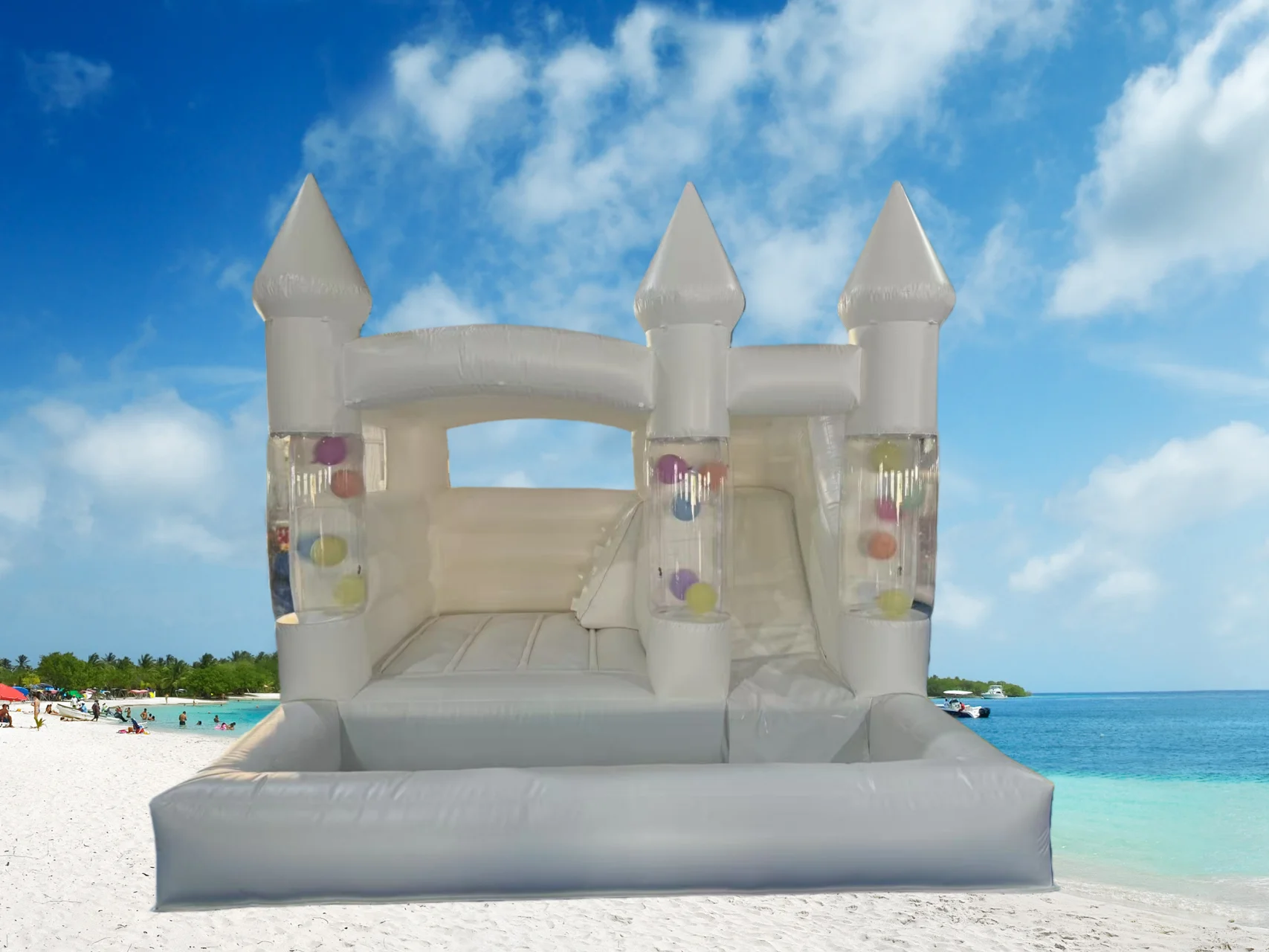 Commercial Inflatable Combo Balloons Jump House Outdoor White Bounce House with Slide