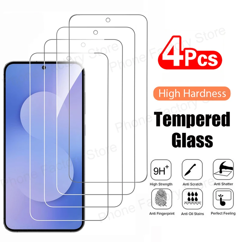 4PCS Tempered Glass for Samsung Galaxy A07 A17 A27 A37 A57 Protective 2.5D 9H Transparent Screen Protector Film Glass