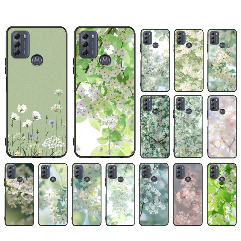 

Pear Blossom Cherry Flower Phone Case For Moto G84 G22 G32 G42 G52 G62 G53 G72 G60 G60S G24 G10 G20 G30 G13 G50 G 5G G Pure