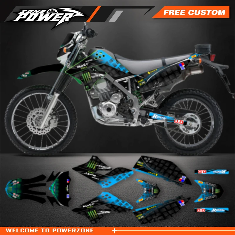 

Powerzone для KLX, новый стиль, графика для KAWASAKI KLX125 KLX150 2013 2014 2015, наклейки на обтекатель мотоцикла на заказ, комплекты наклеек 05