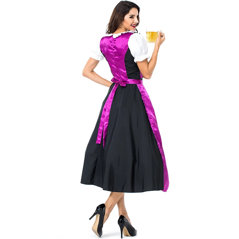 Adult Women Purple Oktoberfest Dirndl Dress Traditional Bavaria Beer Outfit Wench Beer Maid Fancy Dress