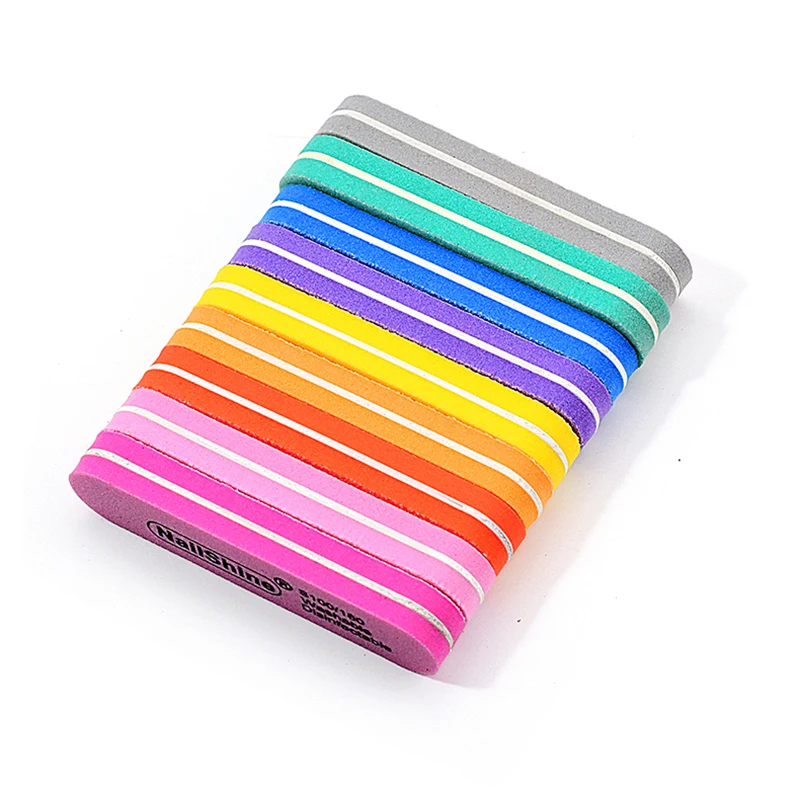 10/20pcs Mini Sponge Nail File 100/180 Grit Colorful Professional Manicure Sanding Buffer Block Gel Double Side Polishing Tools