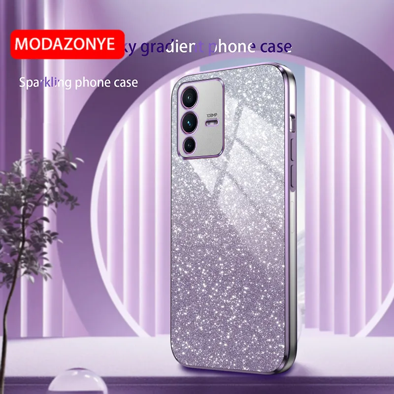 For VIVO V23 5G Case Electroplating Colorful Soft Glitter TPU Cellphone Cover Luxury VIVOV23 Phone Case