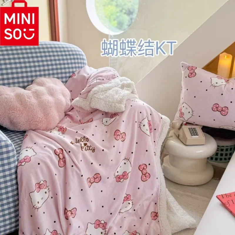 MINISO Cinnamoroll Milk Lamb Velvet Blanket Shawl Office Nap Small Blanket Dormitory Student Coral Velvet Sofa Blanket Soft Warm