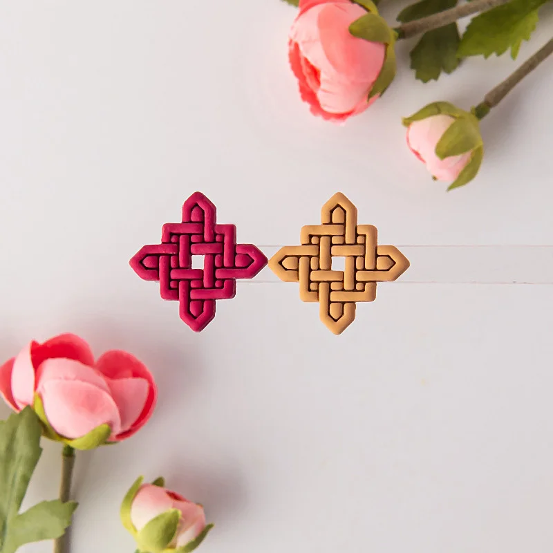 Cetakan ornamen liontin perhiasan anting-anting tanah liat lembut buatan tangan cetakan pemotong tanah liat polimer pola Retro