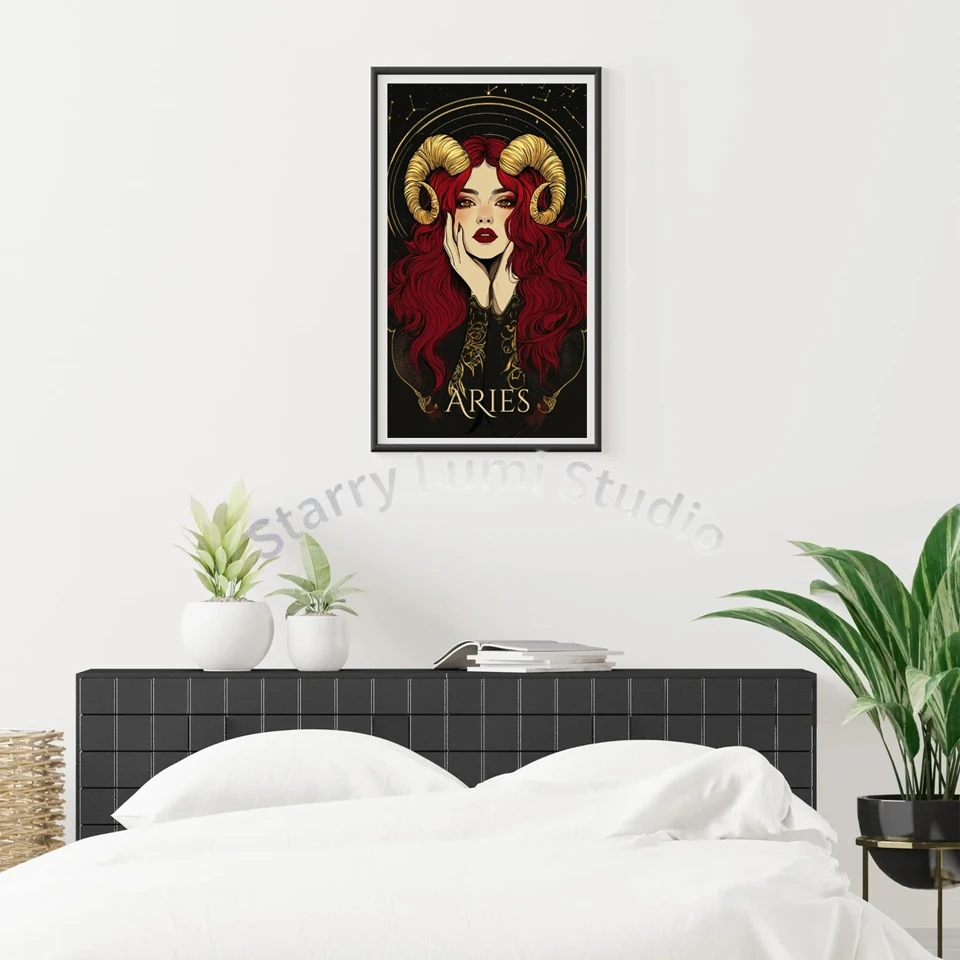 DIY 5D Diamond Painting Constellation Embroidery Cartoon Portrait  Woman Full Square Round Drill Mosaic Leo Aries Wall Decor view 3